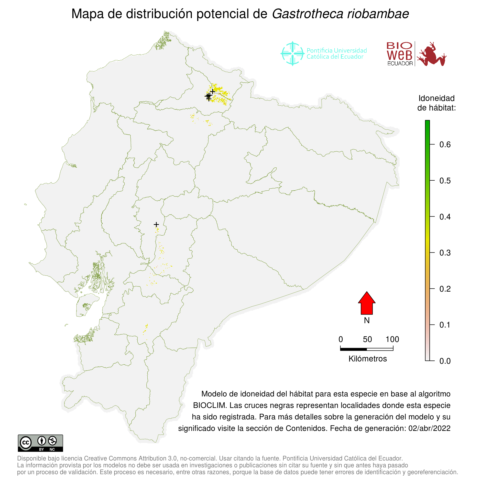 Gastrotheca riobambae map